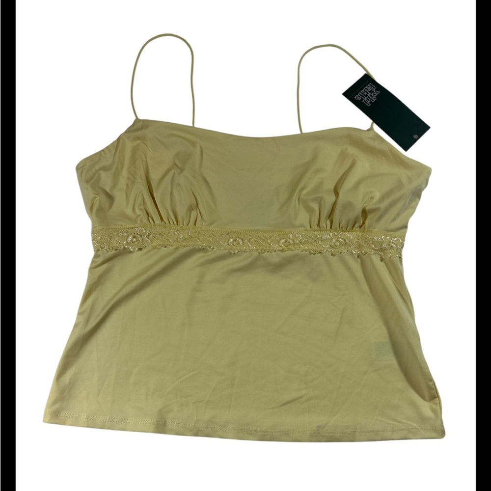 NWT Wild Fable Light Yellow Lace Trim Cami‎ Top - Soft ButterBliss Bodice Small